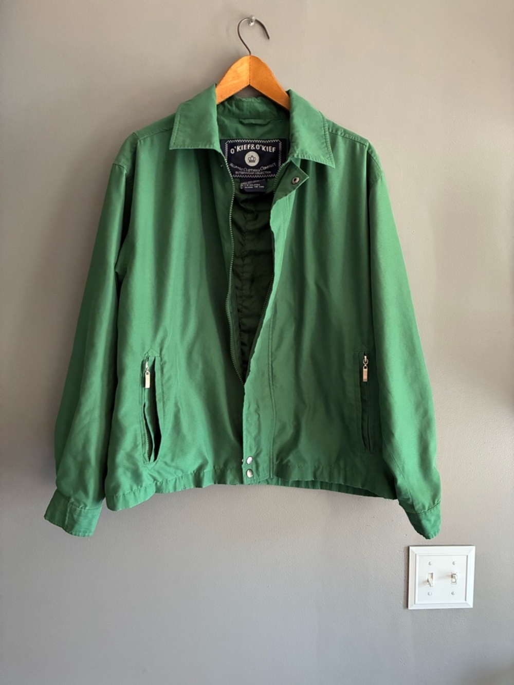 Men's  Preppy Green Casual Lightweight Zip Jacket